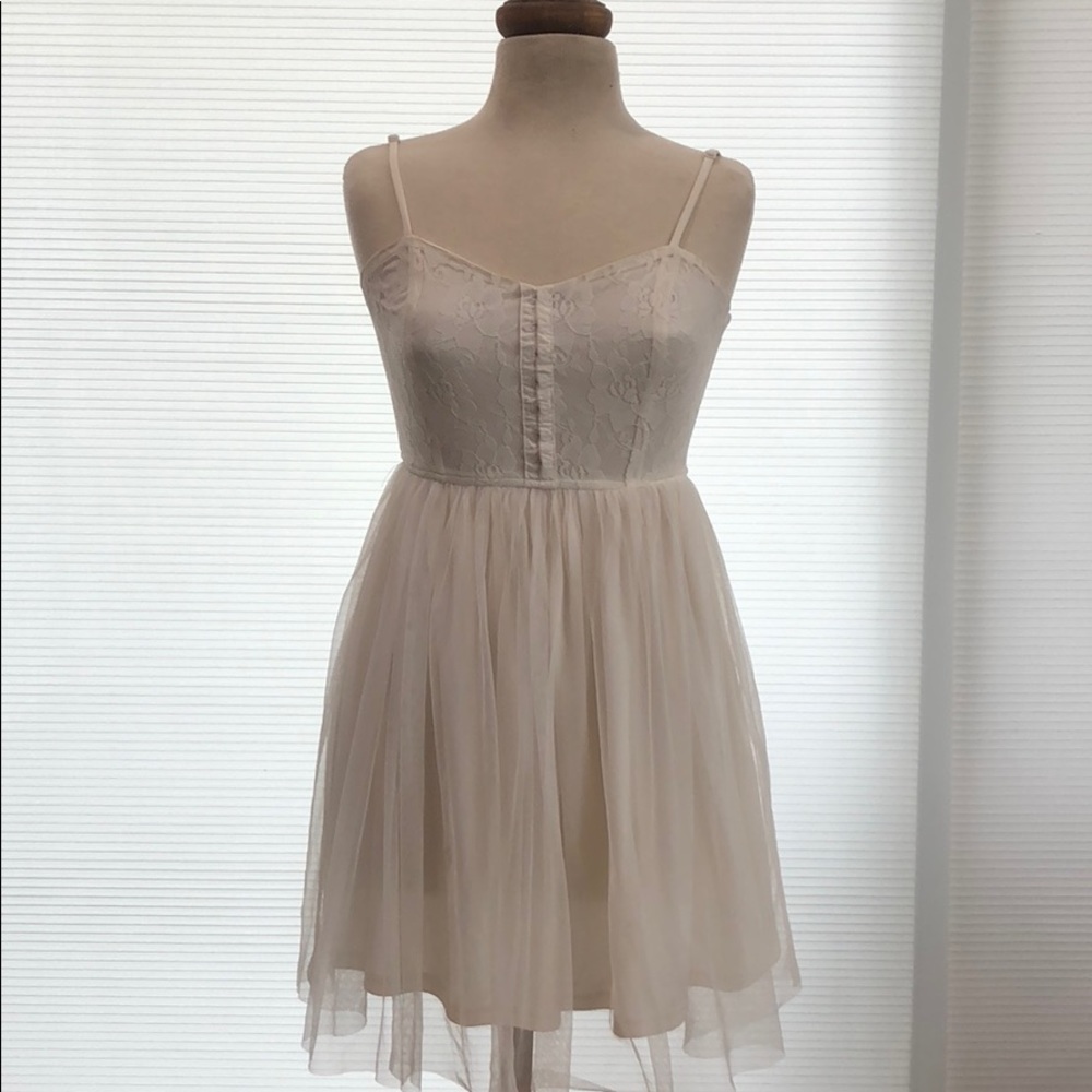 White lace and tulle skater dress